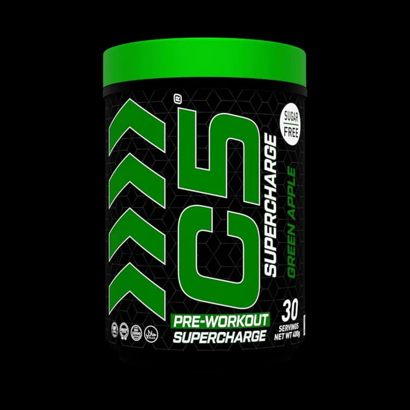 C5 Supercharge Pre Workout Powder, Green Apple
